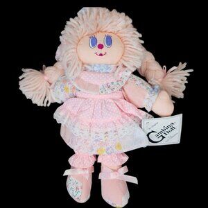 Y2K VTG Gambina Rag Doll Pink Small Huggable Yarn Hair Bonnet Soft NWT 8‎ Inches